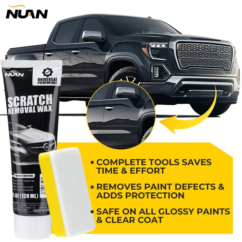 NUAN Car Scratch Remover Wax, Universal Premium Polishing Compound for Deep Scratches, 4 fl oz (120 ML), with Sponge and Cloth,White - Image 4