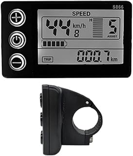Oiyekntd Bicycle Display Meter, Display E-bike S866 Horizontal LCD Meter with Black&White Screen and Waterproof Connector Bicycle Odometer Speedometer for Bicycle Modification