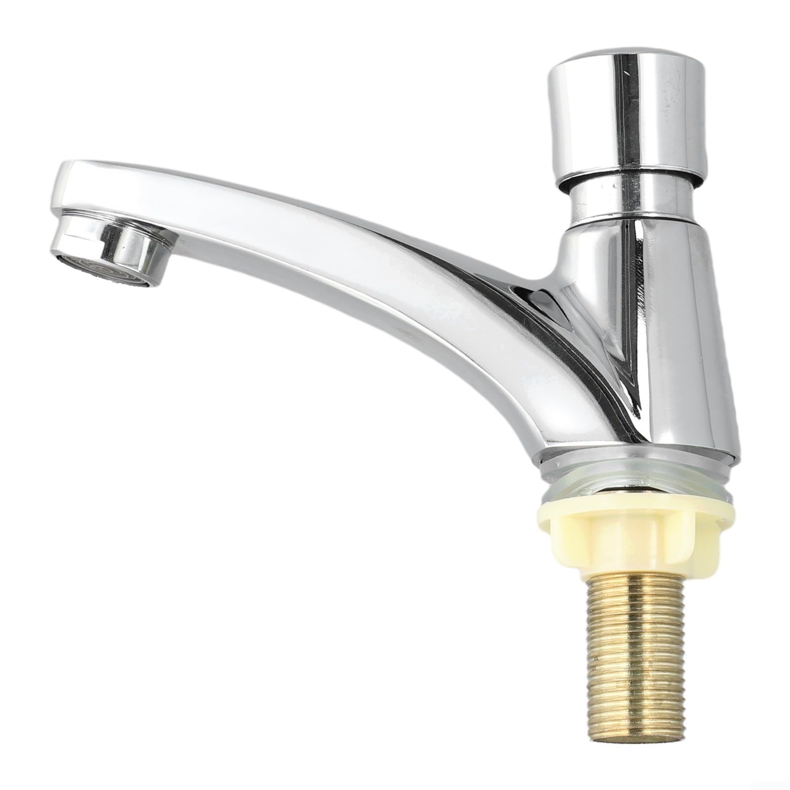 Grifo de Lavabo con Temporizador, Cierre automático de 4 Segundos, de aleación de Zinc Cromado, para Ahorrar Agua en baños públicos, Grifo de Agua fría para Montaje en encimera G1/2