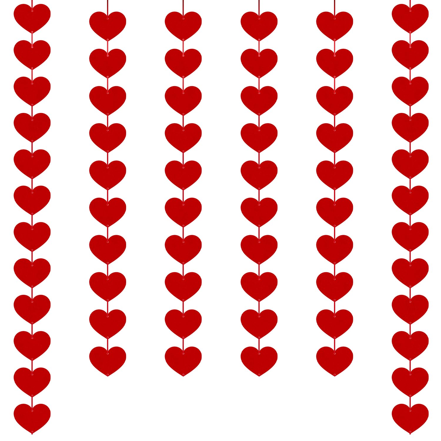 64 Pcs Red Heart Garland Valentine Decorations, Felt Hanging Streamers for Valentine's Day, Wedding, Anniversary, Engagement, Bridal Shower, Reception Decor