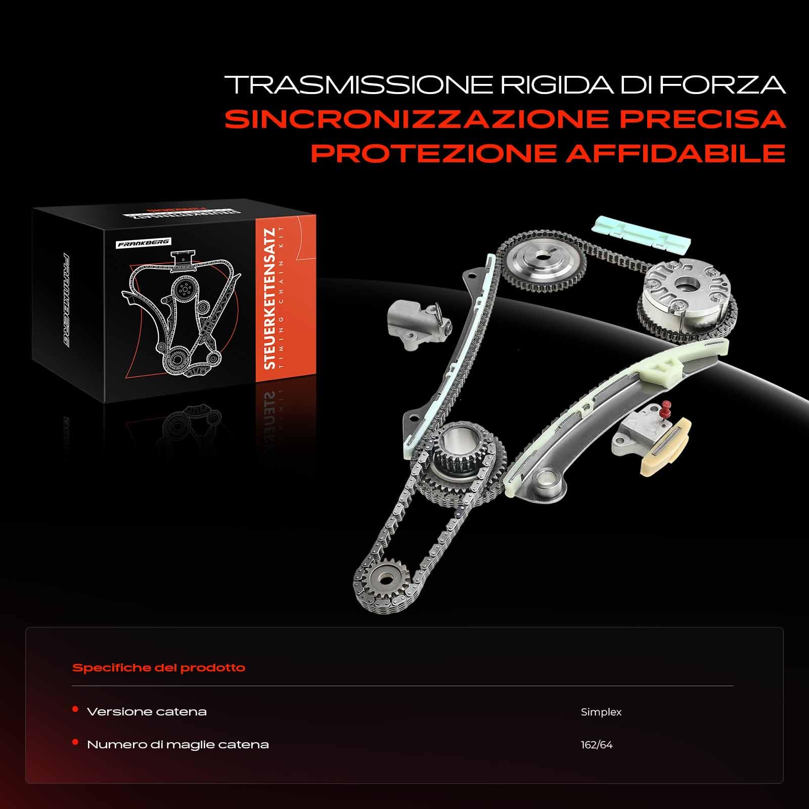 Frankberg Kit catena di distribuzione 130281KC0A | Compatibile con: Qashqai +2 I J10 NJ10, Tiida Hatchback C11, Tiida Saloon SC11, X-Trail T31