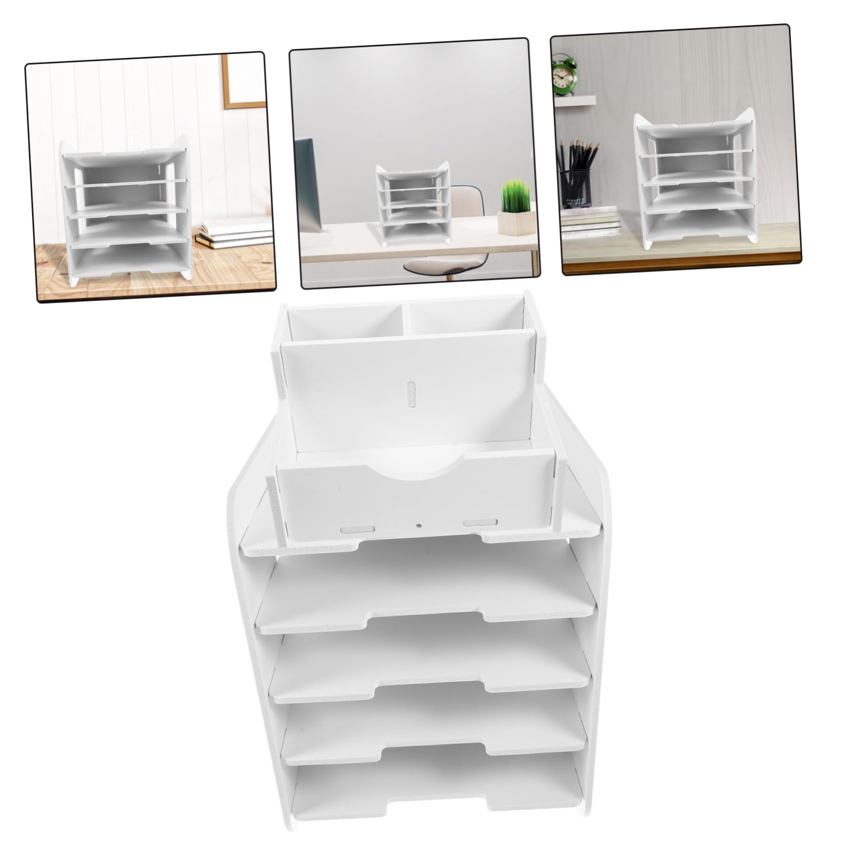 Cartella impilabile da scrivania, in legno e plastica, per ufficio, studio, dormitorio, porta riviste e espositore per documenti, per insegnanti, studenti, impiegati