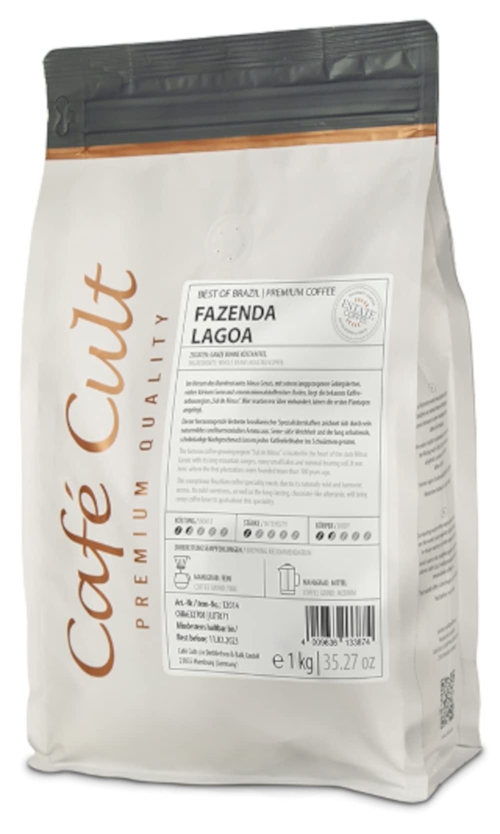 Café Brasil Fazenda Lagoa tostado en grano bolsa 1 kg