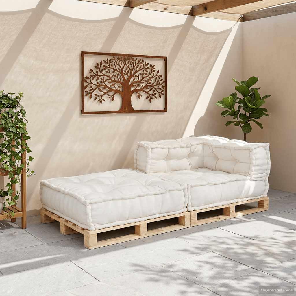 SYDE Sofá Modular Crema 70x70x54 Tela | Relleno de espuma, algodón suave, diseño versátil, para sala, porche o juegos