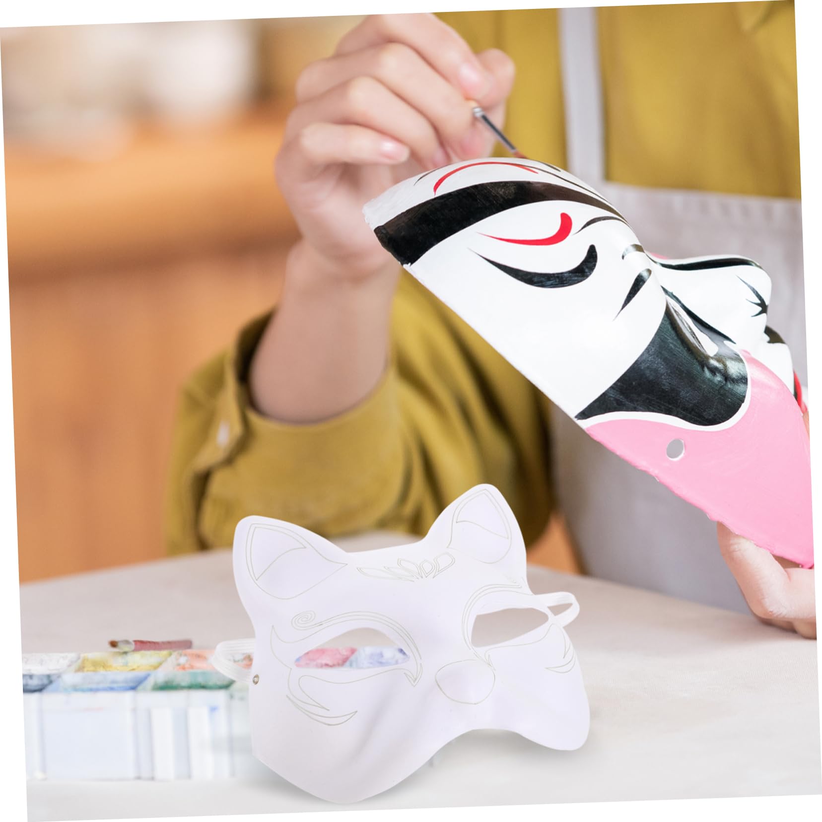 Cabilock 5Pcs Blank Paper Masks for Crafting Unpainted Cat Masks for Adults for Cosplay Parties and Masquerade Supplies