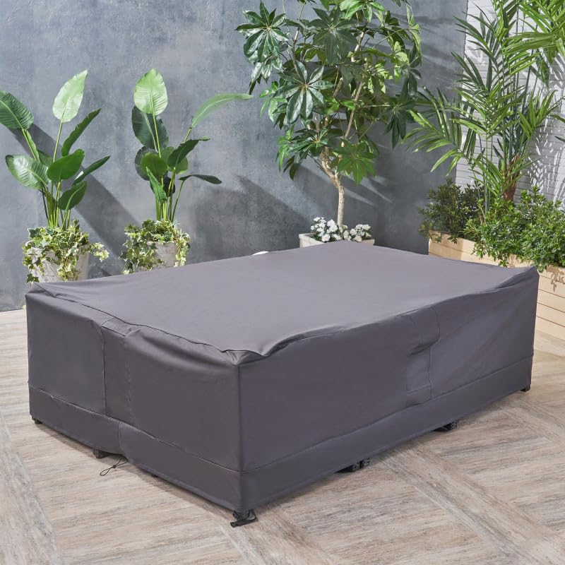Rectangle Chat Set Cover Waterproof Outdoor Dining Table and Chair Cover Anti-UV Outside Sectional Sofa Set Covers?86W x 65D x 28H in?Grey?