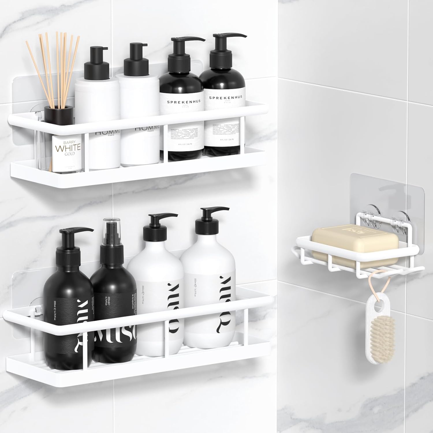 YASONIC Shower Caddy Adhesive, No Drill Bathroom Shower