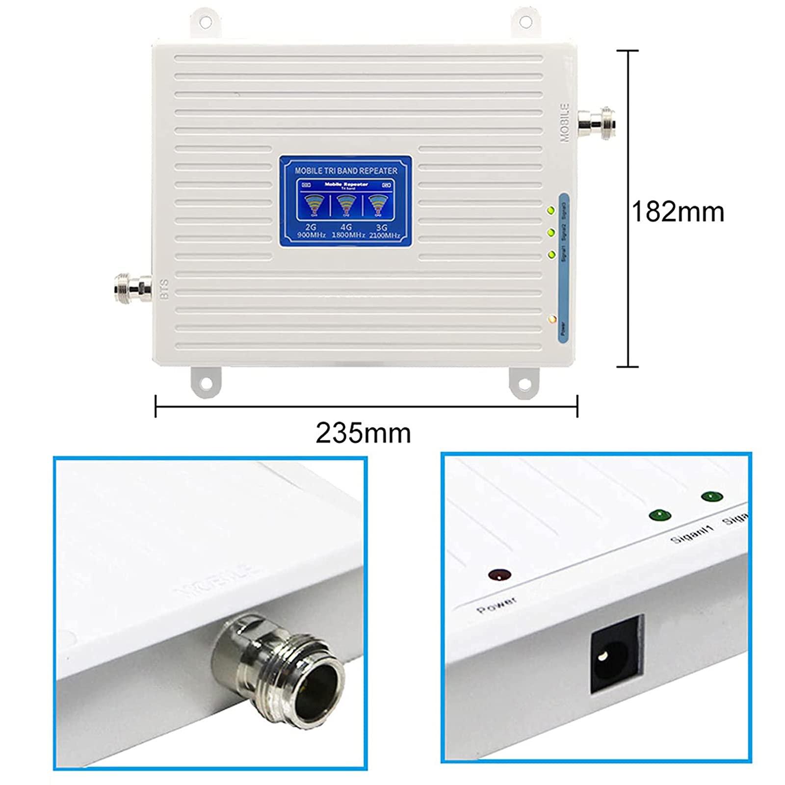Bureau Amplificateur de Signal cellulaire Booster B8(2G) B3(2/4G) B1(3G) 900/1800/2100 MHz (Trois fréquences) Répéteur Antennes pour Multi Moblie Opérateurs