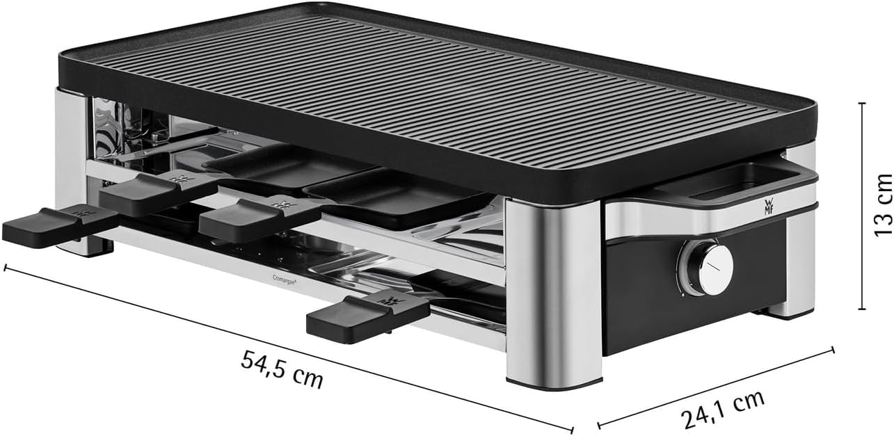 WMF Lono Raclette-Grill für 8 Personen, Cromargan-Edelstahl, antihaftbeschichtet
