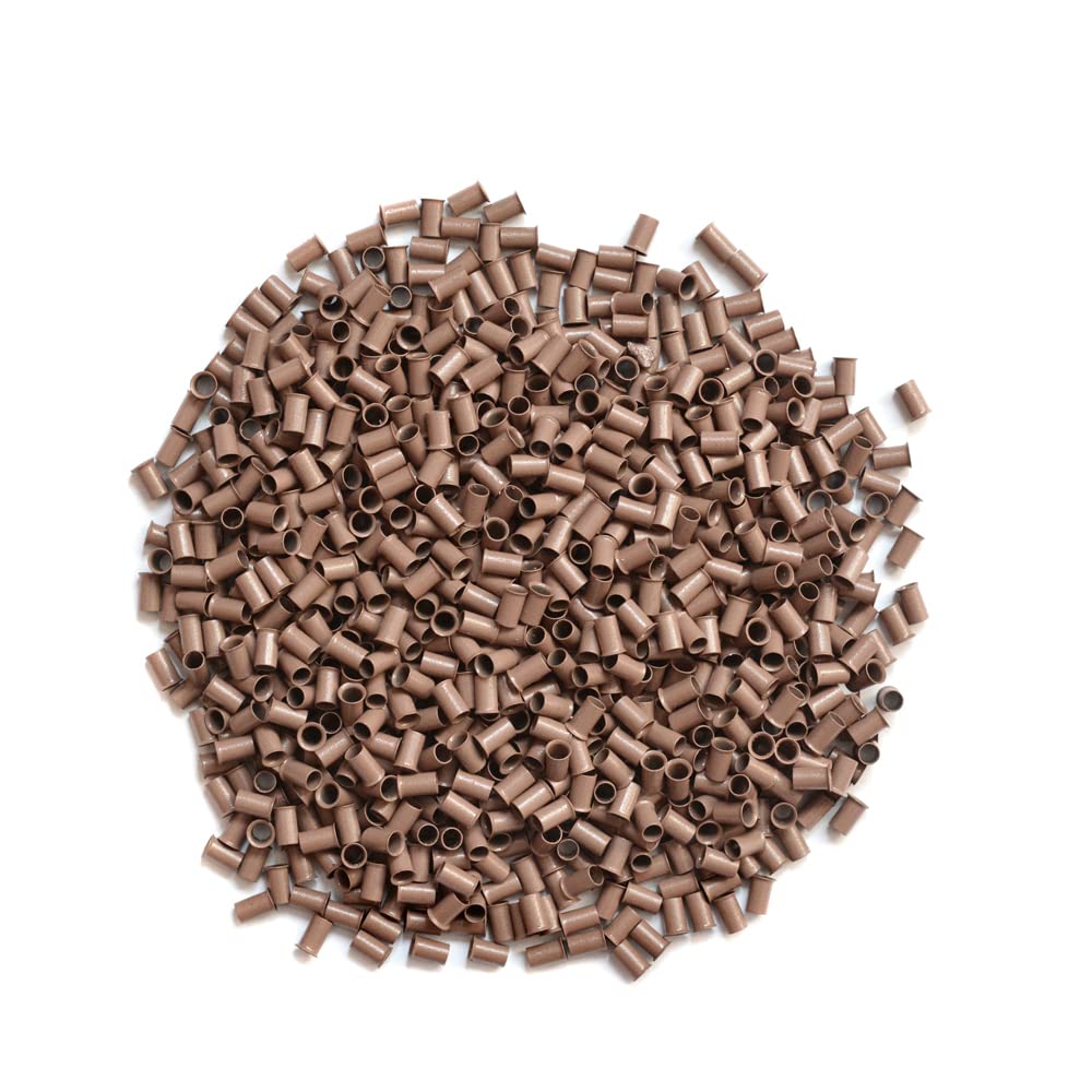 500 PCS Copper Tubes 3.4mm Euro Lock Flared Micro Rings Links Beads for Hair Extensions (Light Brown), 3.4mm (500 PCS) - Image 4