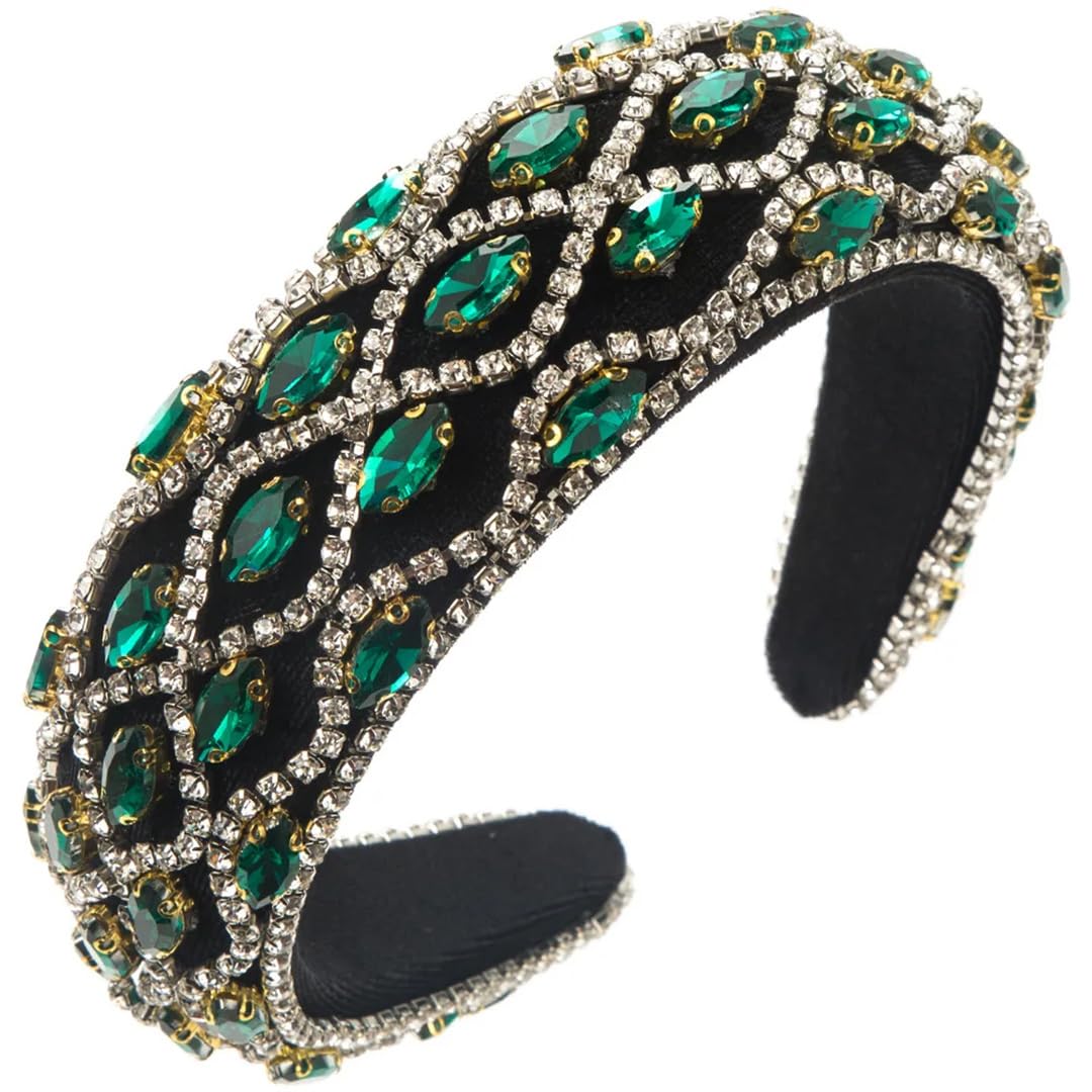 Fascia per capelli da donna a tesa larga, con strass, accessorio brillante per feste