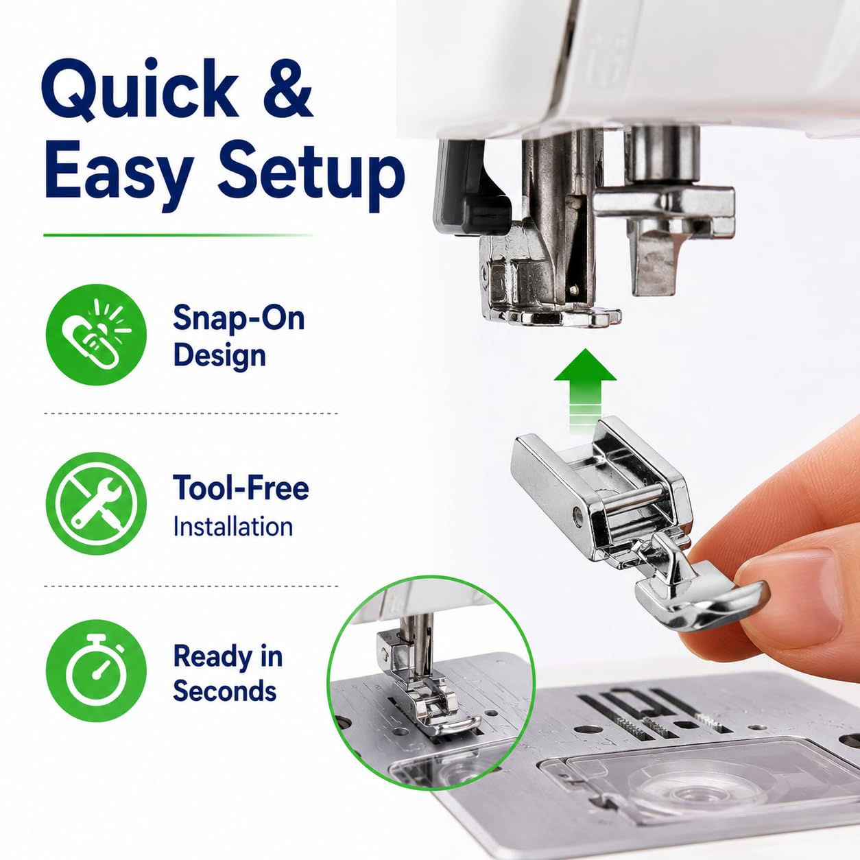 Zenith Narrow Zipper Foot Presser Foot for Automatic Sewing Machines — Amazon image 2