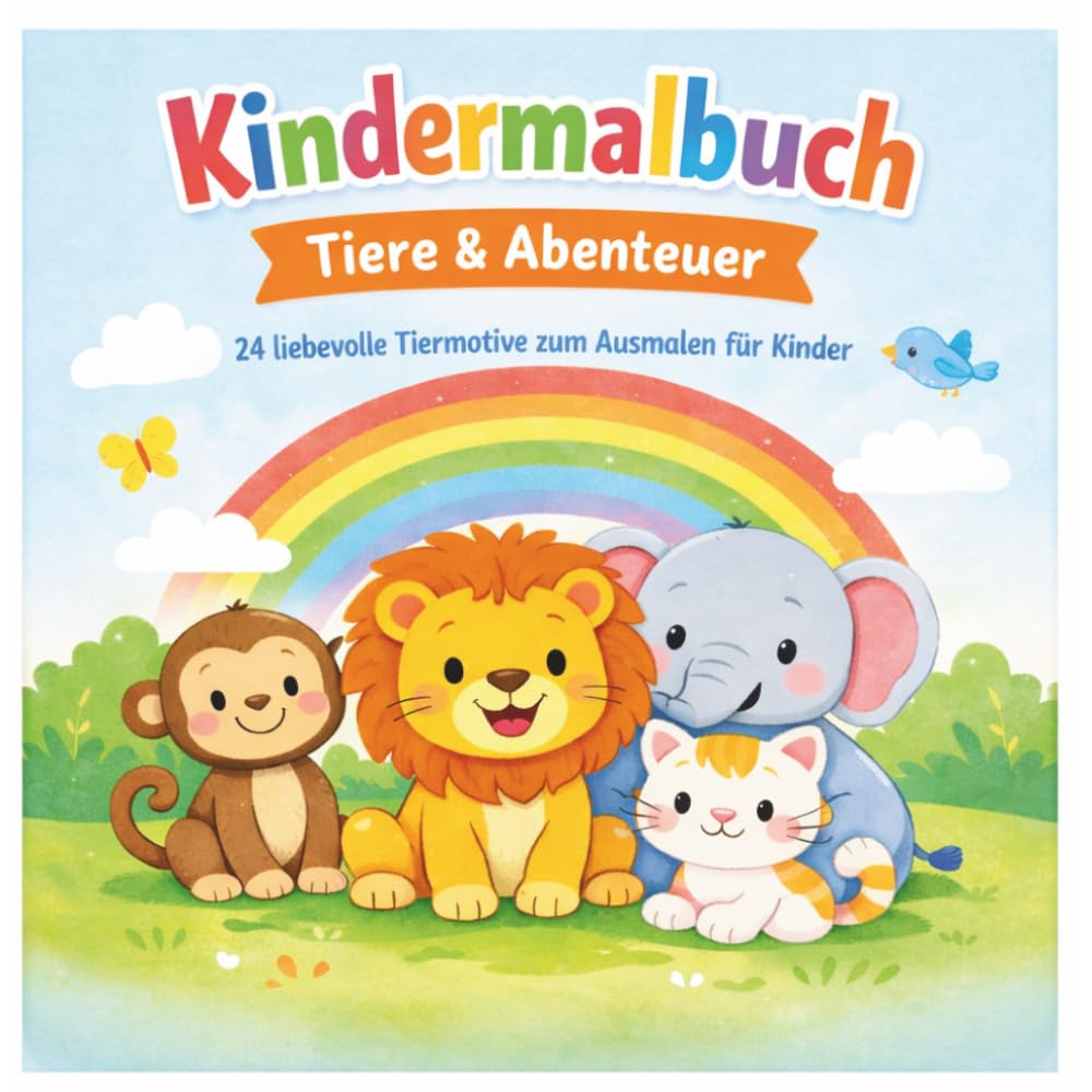 Kindermalbuch: Tiere & Abenteuer: 24 liebevolle Tiermotive zum Ausmalen für Kinder