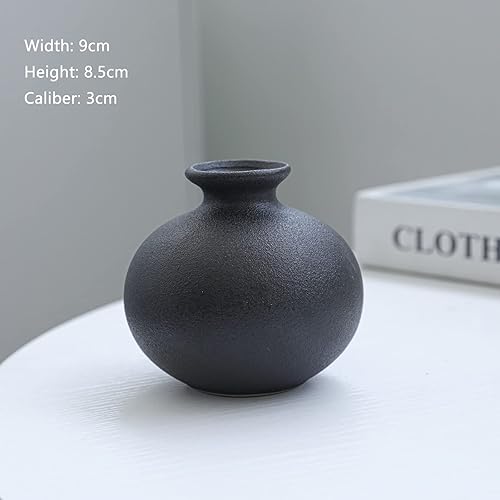 Miniatura 7 de Romehaha Juego de 5 jarrones de cerámica negra, pequeños jarrones para flores, jarrón decorativo surtido para bodas rústicas, arreglos florales,