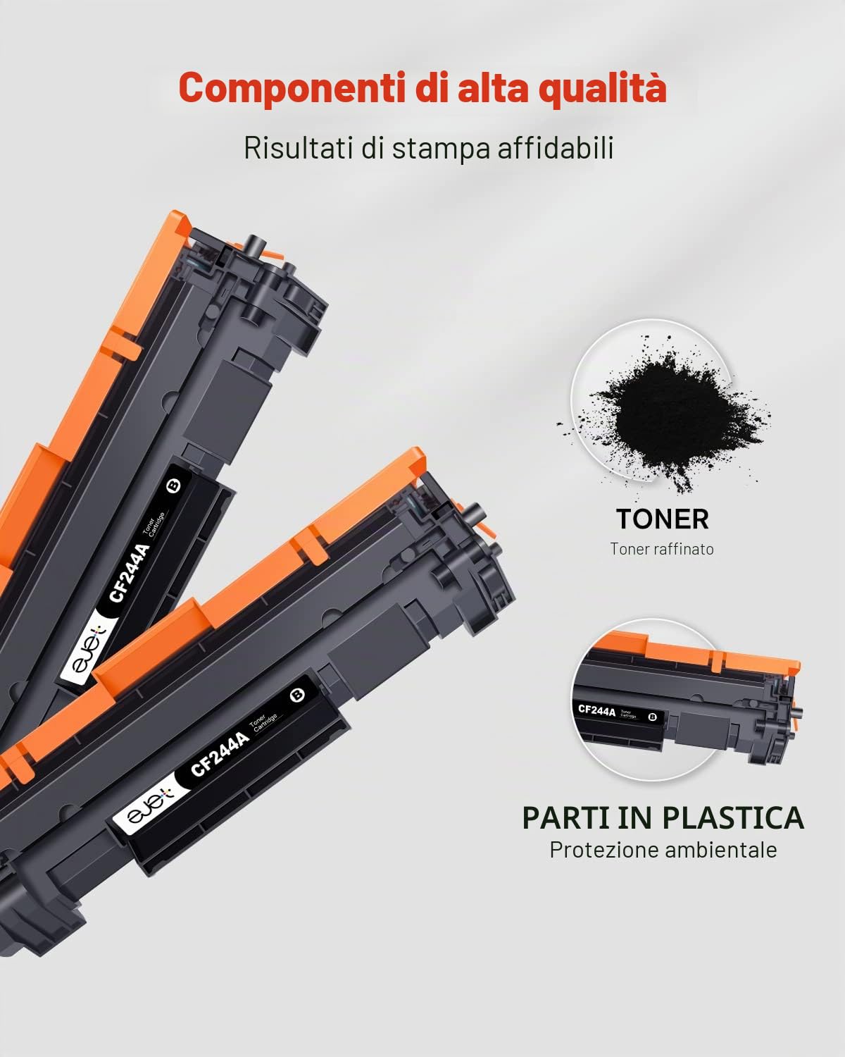 ejet 44A Compatibili per HP 44A CF244A Cartucce di Toner per HP LaserJet Pro M15w M15a M16a M16w LaserJet Pro MFP M28w M28a M29a M29w M28-M31 (Nero, 2-Pack)
