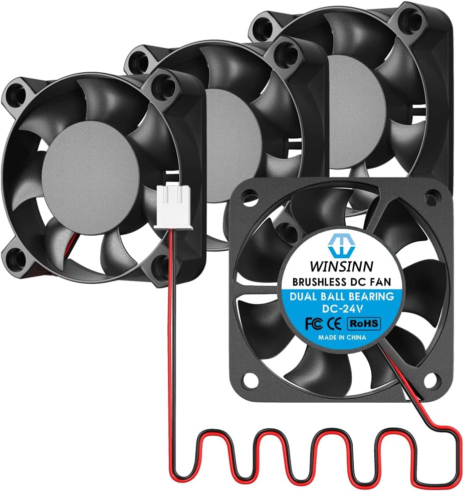 WINSINN40mm 24V Fan 1M Cable - Dual Ball Bearing 5000 RPM Cooling Fan for Ender 3, CR-10 3D Printers - XH2.54-2PIN Connector, Brushless 40x10mm (4Pcs)