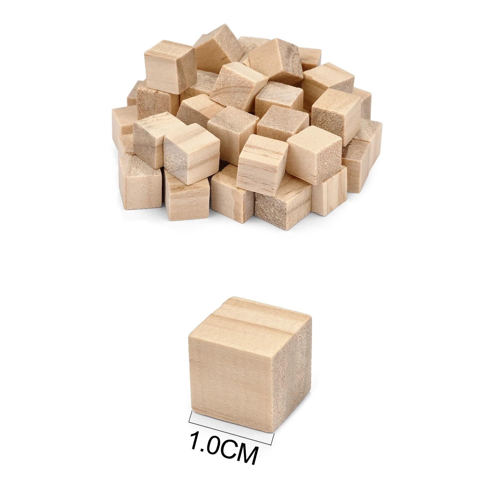 500 piezas de 1 cm bloques construcción DIY sin terminar, cubo madera natural en blanco, juguete for niños, artesanía carpintería cuadrada, fabricación rompecabezas