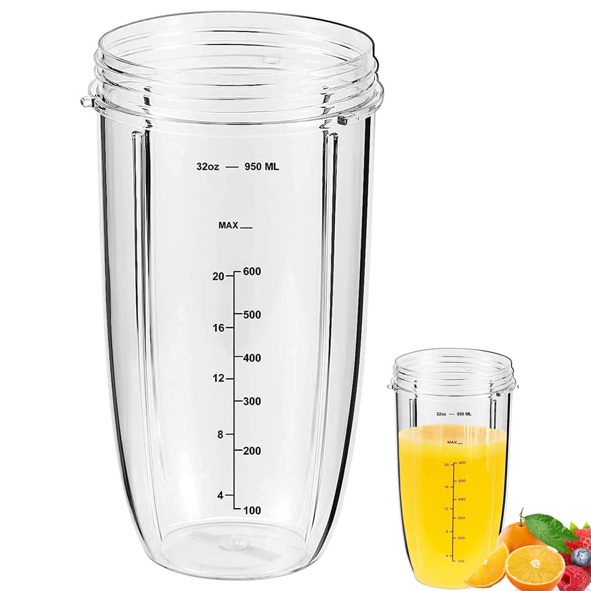Gobelet de centrifugeuse de 32 oz compatible avec le mixeur électrique NutriBullet 900 W/600 W, grands gobelets Accessoires Pièces de rechange