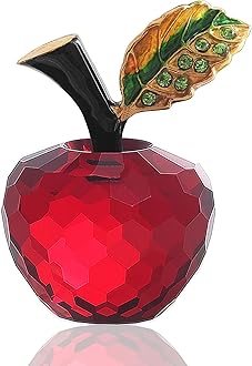 LONGWINMini Glass Red Apple Collectible Figurines Fake Apple Gift Crystal Papperweights Glass Fruit Decor for Home Kitchen Tabletop Centerpiece Ornaments (Red)