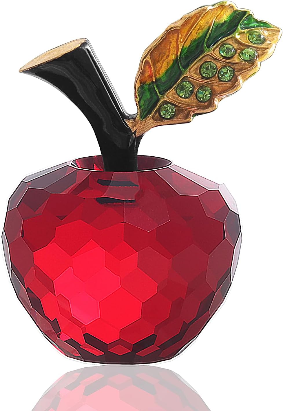 LONGWIN Mini Glass Red Apple Collectible Figurines Fake Apple Gift Crystal Papperweights Glass Fruit Decor for Home Kitchen Tabletop Centerpiece Ornaments (Red)