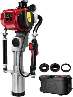 37.7cc 4 Strokes Petrol Post Driver, Power Pile Hole Digger Rammer Garden Fence Powered Hand Tools for Fencing Farming Construction, 3 Star Pickets Recoil Starting System