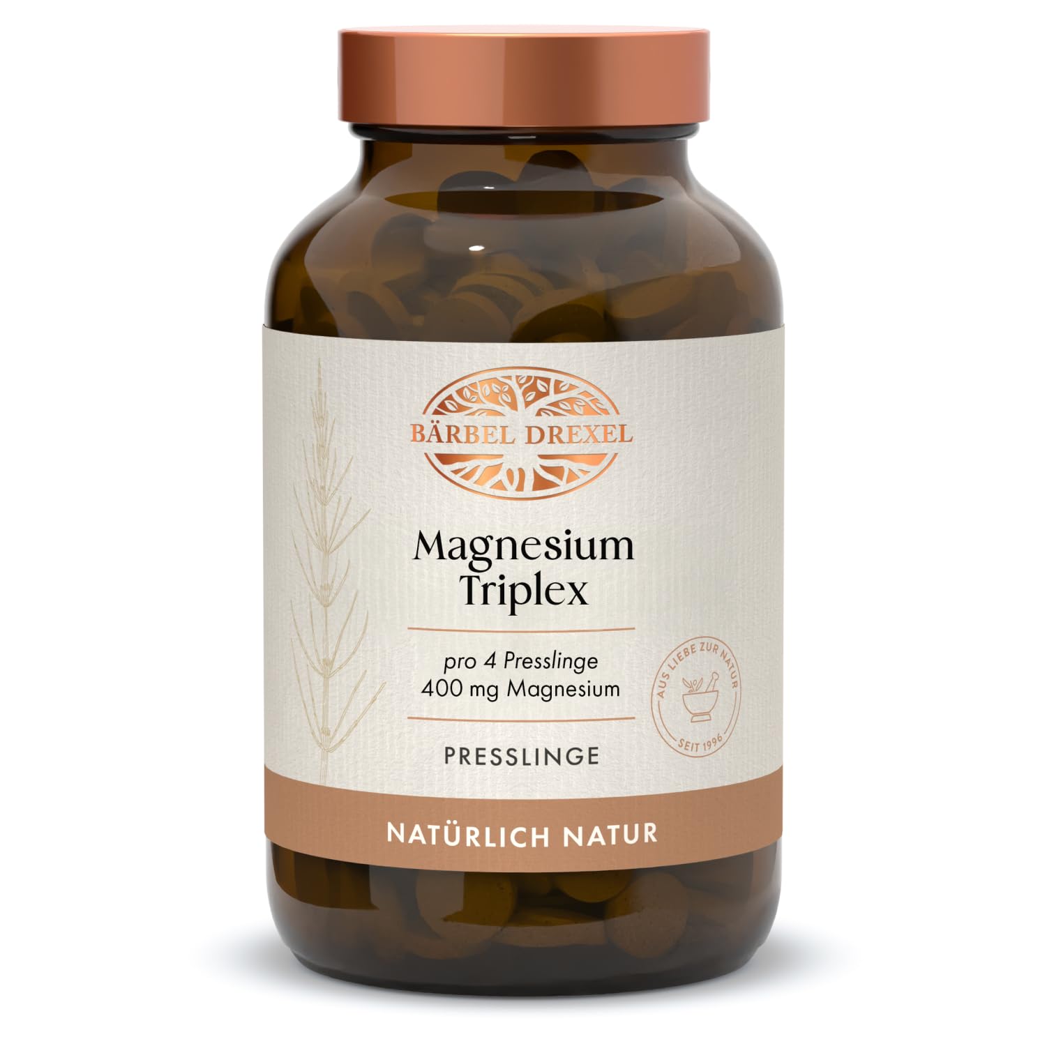 BÄRBEL DREXEL Magnesium Triplex Presslinge, Magnesium Komplex mit Magnesiumbisglycinat, Magnesiumcitrat & Magnesiumcarbonat, mit Brennnessel & Schachtelhalm, 350 Presslinge (88 Tage), vegan