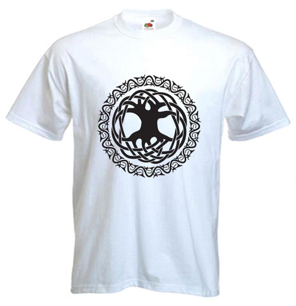 Celtic Tree of Life Mens T-Shirt (Medium, White)