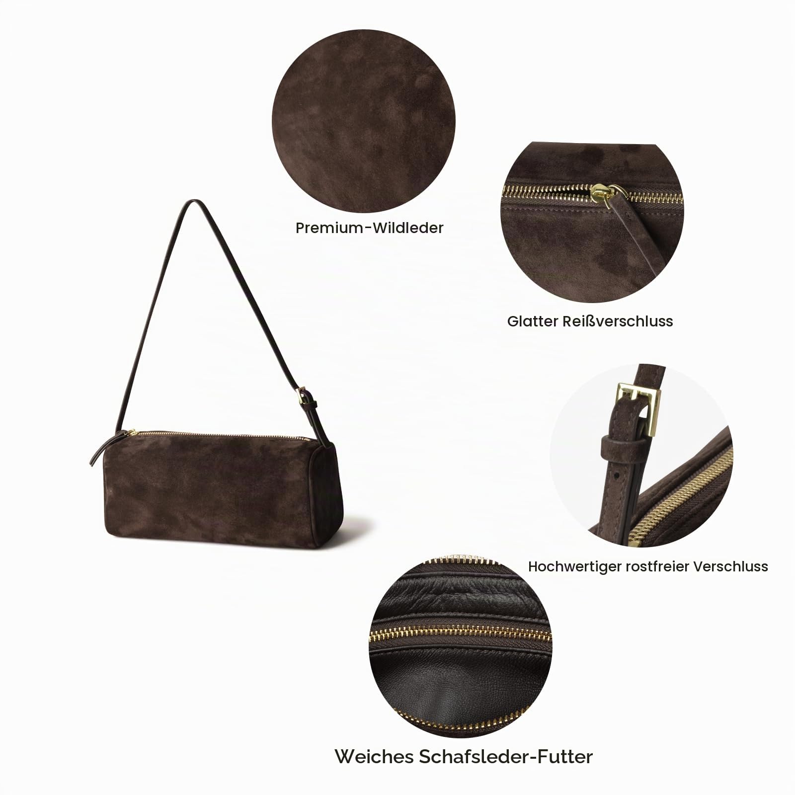 DONNAIN Premium Wildleder Tasche Damen, Handtasche Damen Leder
