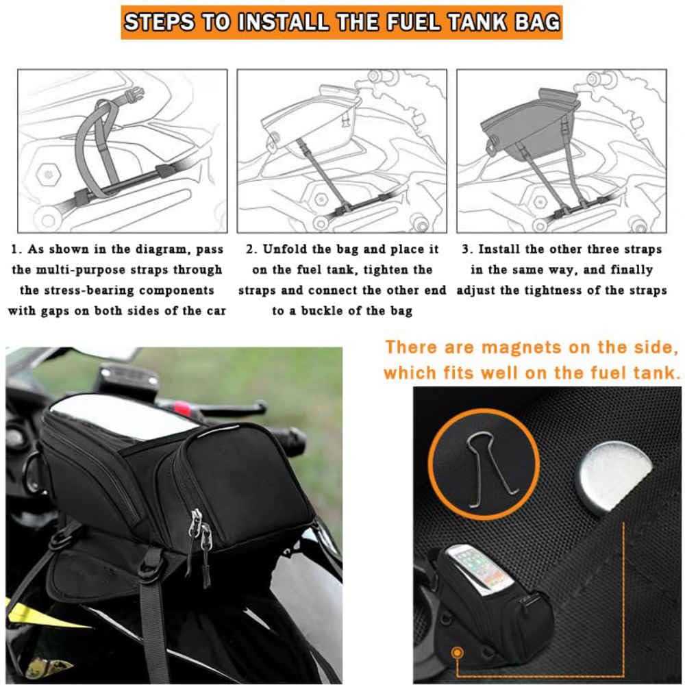 Borsa Serbatoio Moto per Benelli TRK 502X TRK 502 X TRK502X, Impermeabile Organizer, Borsa Portaoggetti per La Navigazione da Viaggio in Moto,Normal-B
