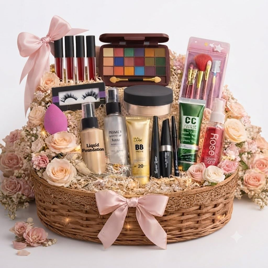 Professional Makeup Combo Kit for Women & Girls (Set of 17) | All-in-One Complete Makeup Box with Foundation, Primer, Concealer, BB Cream, Compact Powder, Lipsticks, Eyeshadow Palette, Makeup Brushes & Beauty Blender | Beauty Gift Set-picture-26