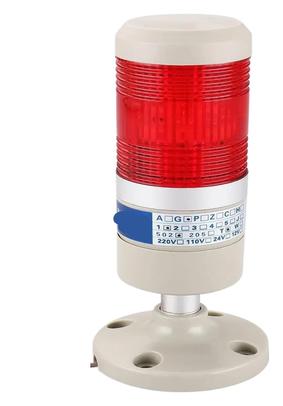 Industrial LED Signal Tower Light Red AC 110V Continuous Alarm Indicator for Warning