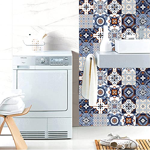 Vinilos Pared Cocina Mandala Azul Blanco Vinilo Adhesivo Cenefas Adhesivas Baño Cocina Azulejos Decorativos Adhesivos Ba… - Imagen 3