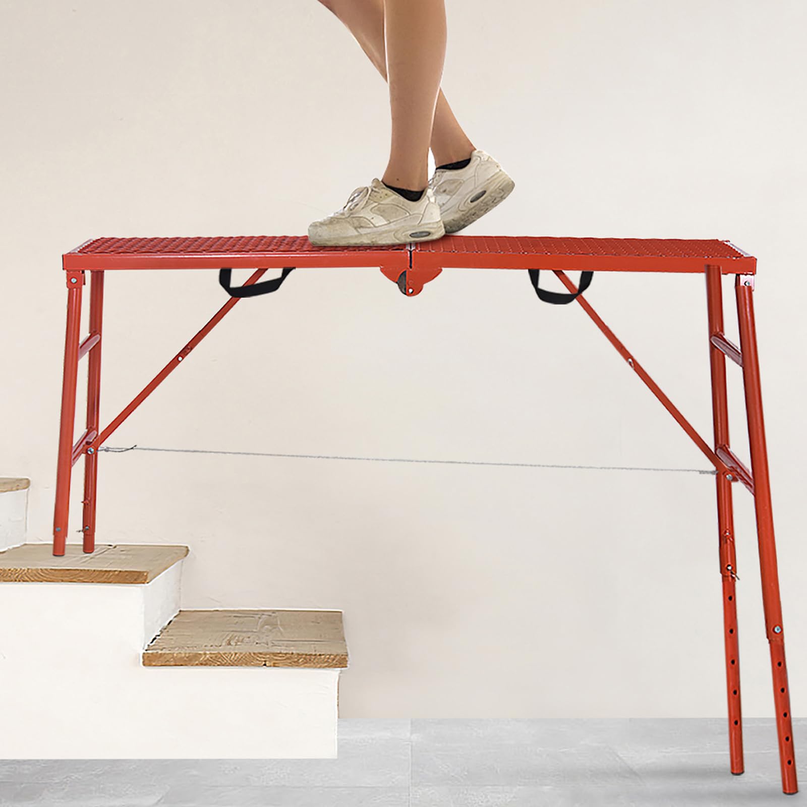 leadallway scaffolding platform 70l x15w x33h 770 lbs capacity folding adjustable portable work platform ladderred