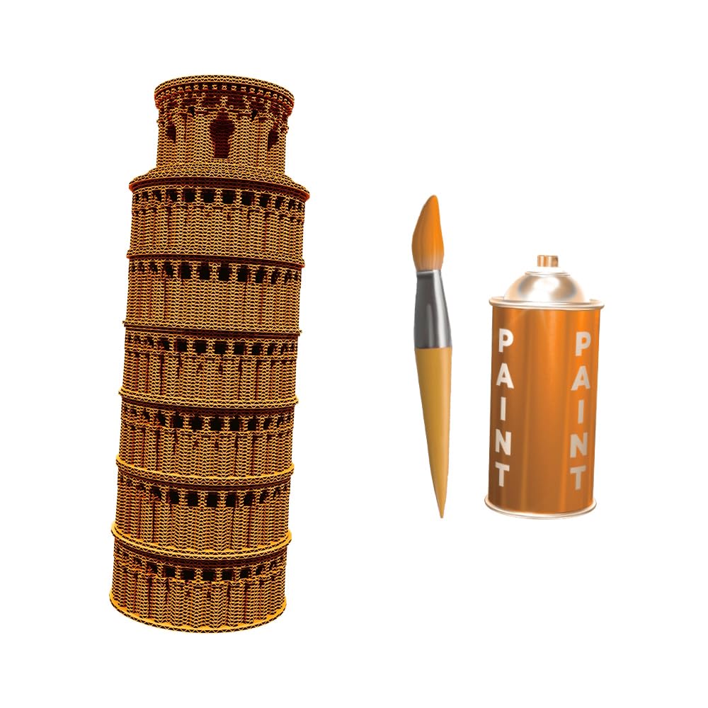 Tour de Pise Puzzle 3D en Carton – Maquette à Monter | 160 Pièces, 24 × 9 × 9 cm – Kit Sculpture DIY à Peindre, Matériaux Recyclés, Ados & Adultes, Idée Cadeau Déco
