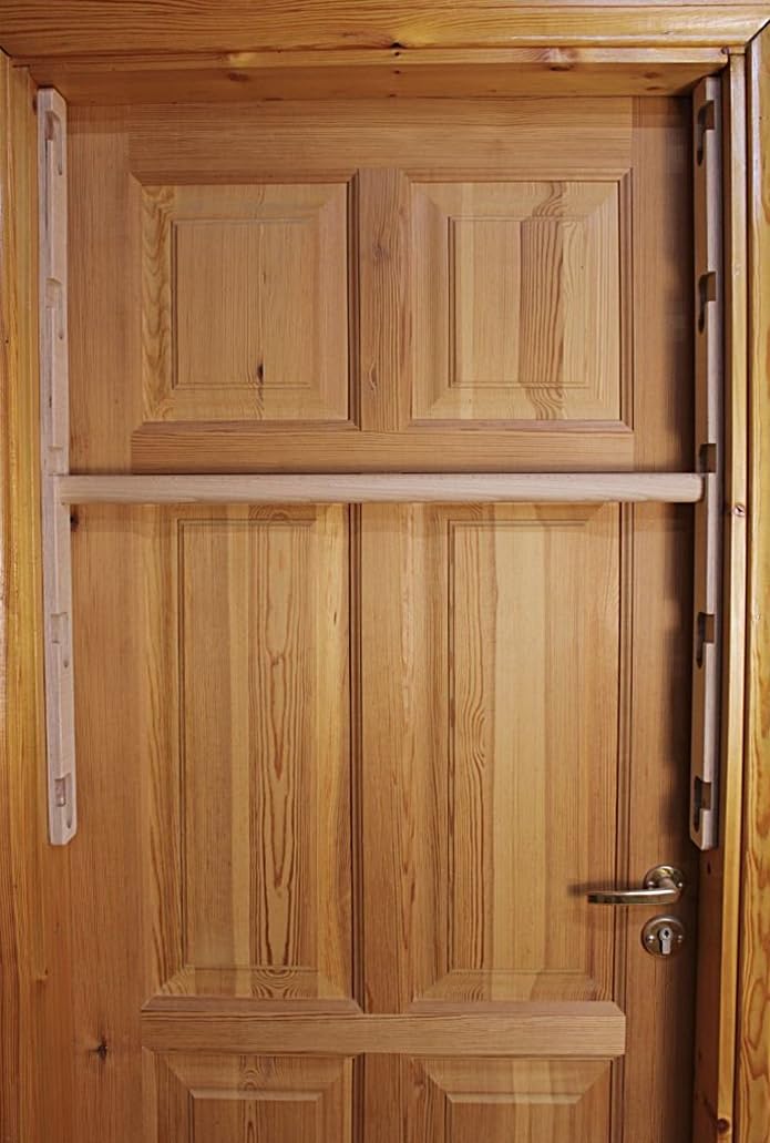 Robuste, einfach zu montierende und verstellbare Klimmzugstange aus Holz – 5 Höhenstufen – bis zum Türrahmen, Türbreite