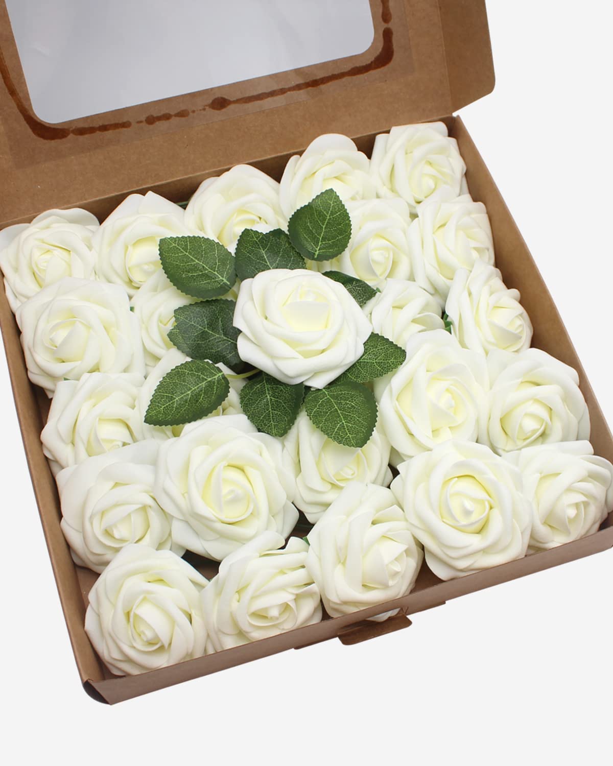Photo 1 of *** 2 PACK BUNDLE *** YEHLIABO Artificial Flowers Real Looking Foam Fake Roses, Rose Artificial Wedding Flowers Combo for Wedding Bouquets Centerpieces Flower Arrangements Decorations (Mike White, 25) Mike White 25