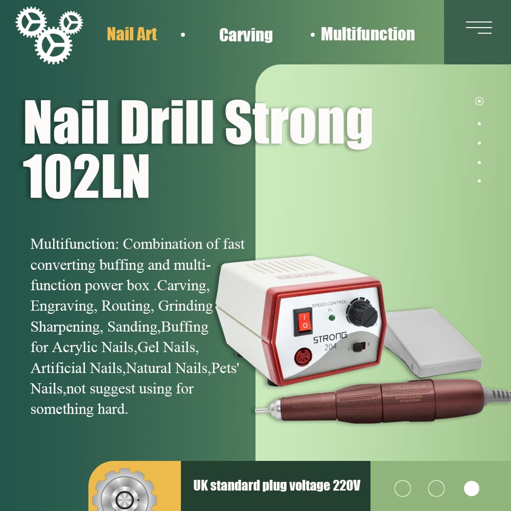 Elektrische Nagelfeile, Nagelbohrmaschine, 45000 U/min, professionell, tragbar, wiederaufladbar, E-Feile für Gel, Acryl, Maniküre, Pediküre-Set (204–102LN)