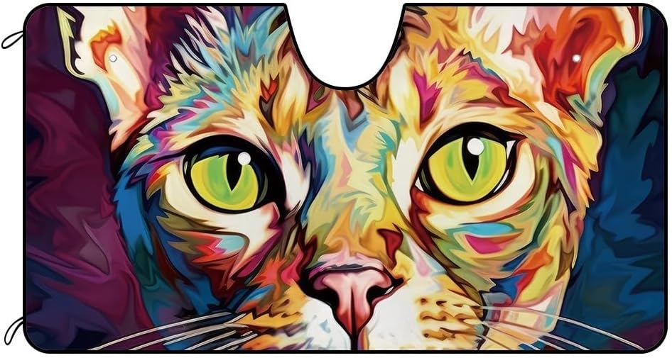 American Shorthair Devon Rex Cat Windshield Sunshade for Car Truck SUV Cute Pet Face Front Windows Sunshade Blocks UV Rays Sun Heat 51x26.8 Inch Style 4
