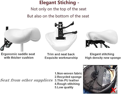 Miniatura 6 de Kaleurrier Taburete giratorio de altura ajustable con ruedas, taburete antifatiga resistente, silla ergonómica para laboratorio, clínica, dentista,