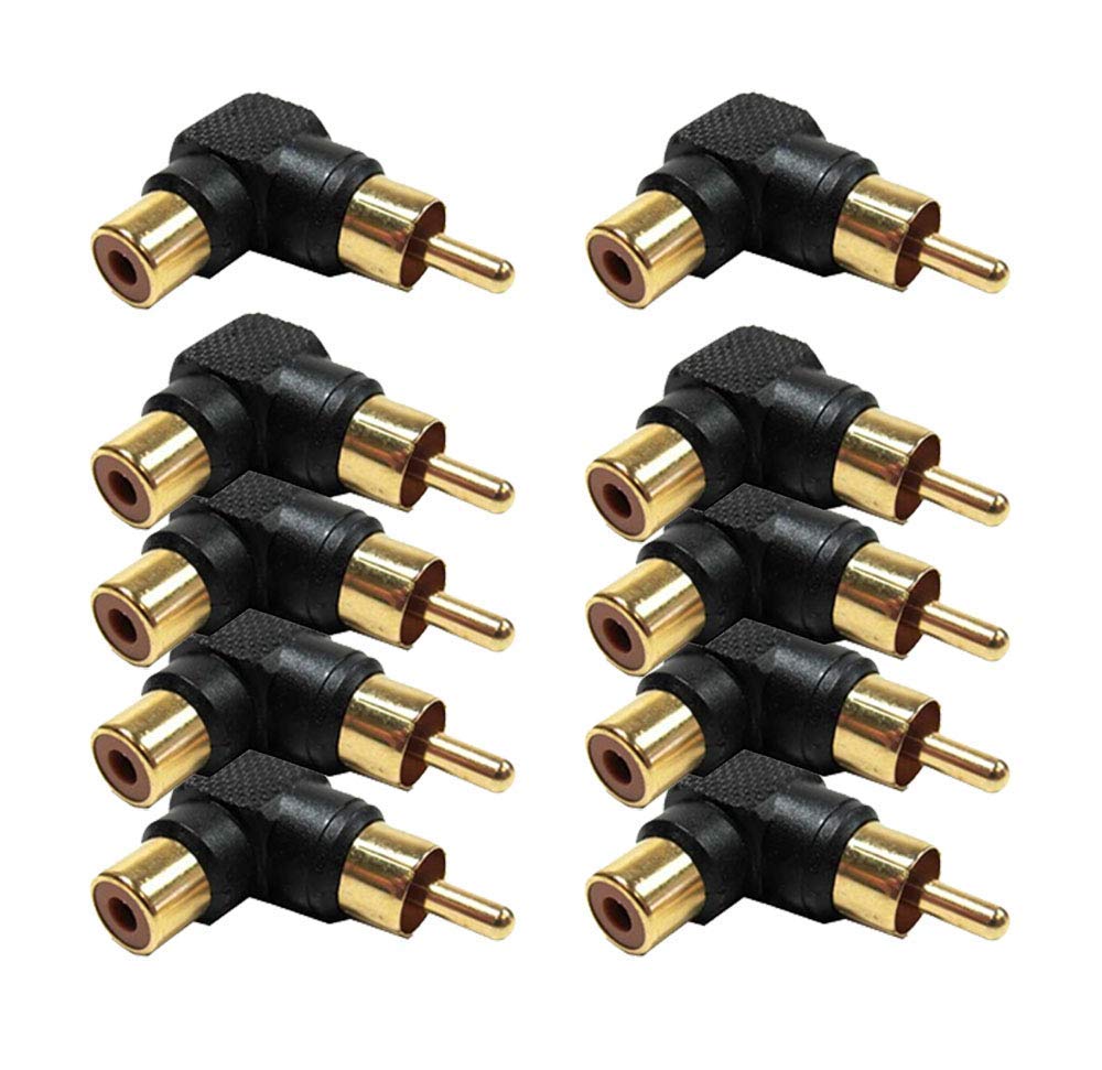 iMBAPrice (10-Pack) Right Angle Gold RCA Adapter Female to Male