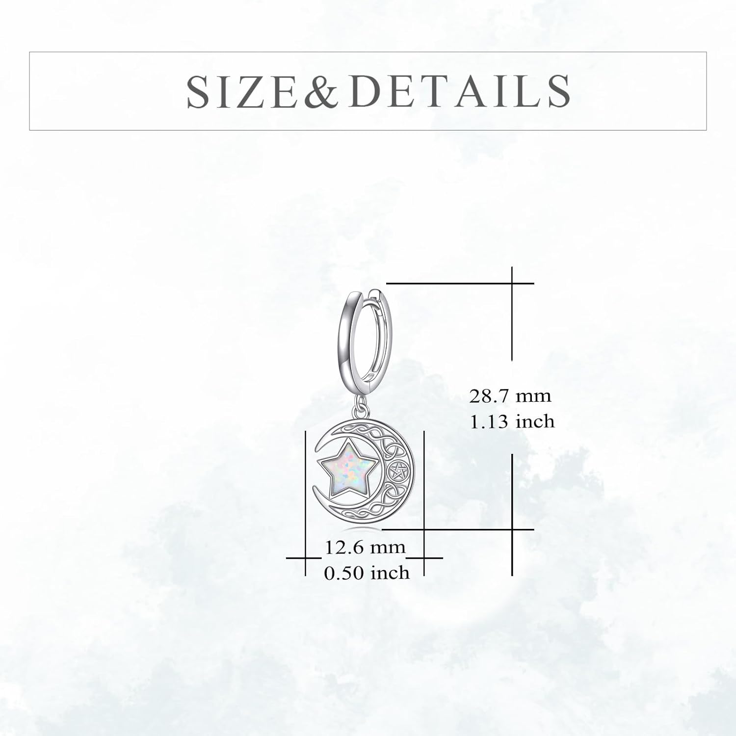 Star Moon Earrings Sterling Silver Celtic Moon Dangle Earrings Opal Star Jewelry Celtic Gifts for Women