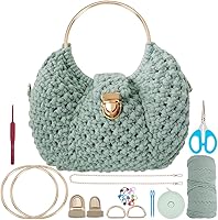 ACRNIGHEET DIY Macrame Purse Kit for Beginners - Complete Macrame Bag Set with D-Shaped Handle, Boho Beach Handbag Craft Kit