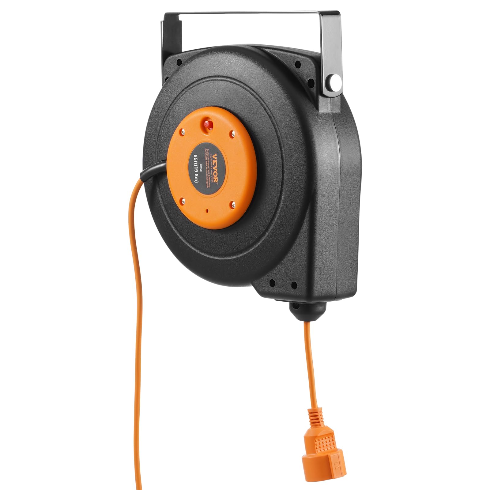 VEVOR Avvolgicavo Prolunga Retrattile, 19m, 1000W con Cavo di Alimentazione da 1m Protezione da Surriscaldamento, Guscio in PP, Staffa Girevole a 180° per Montaggio a Soffitto o a Parete