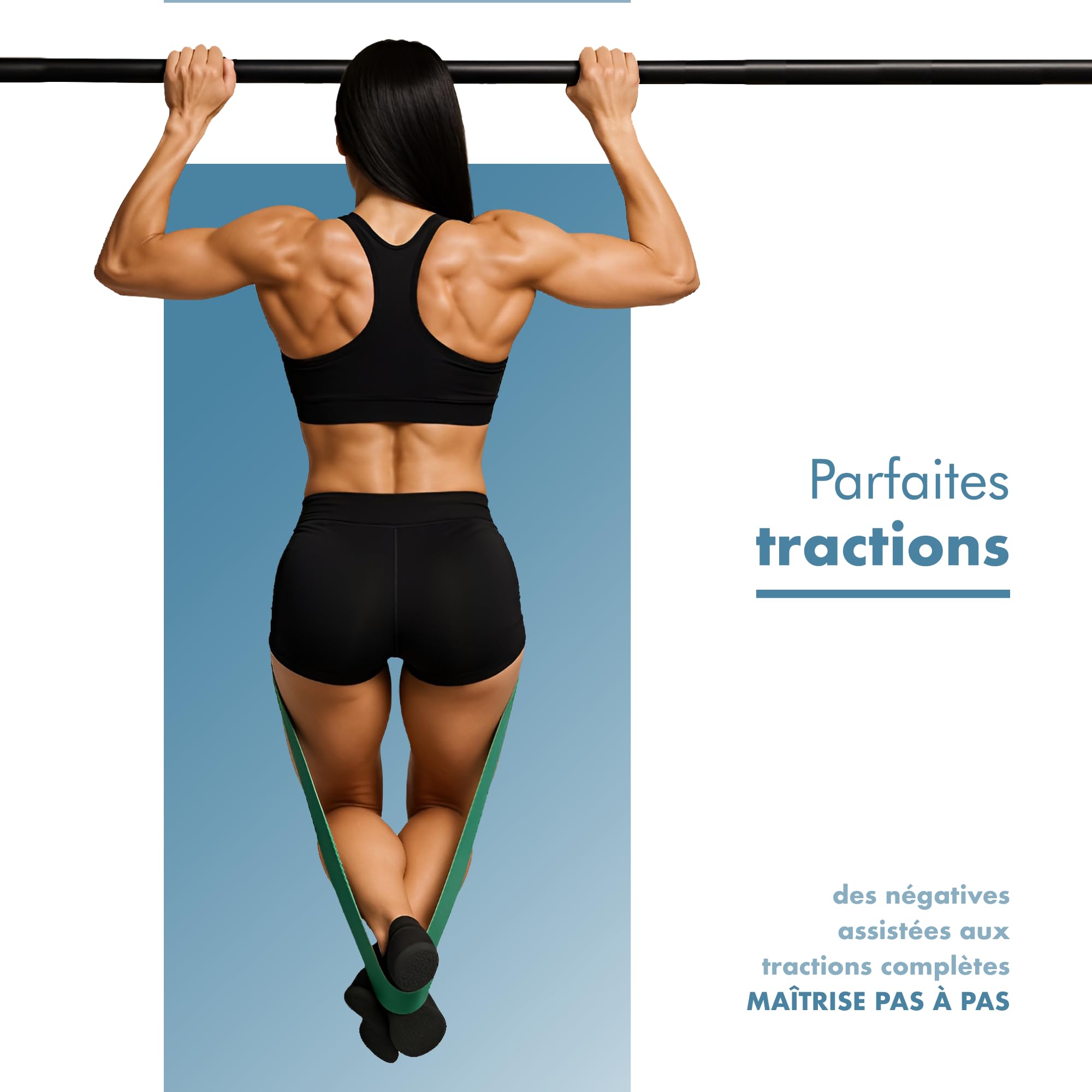 PORTENTUM Bande Élastique Musculation Set Résistance 4-5 Niveaux Poignées Ancrage Porte Housses Sac