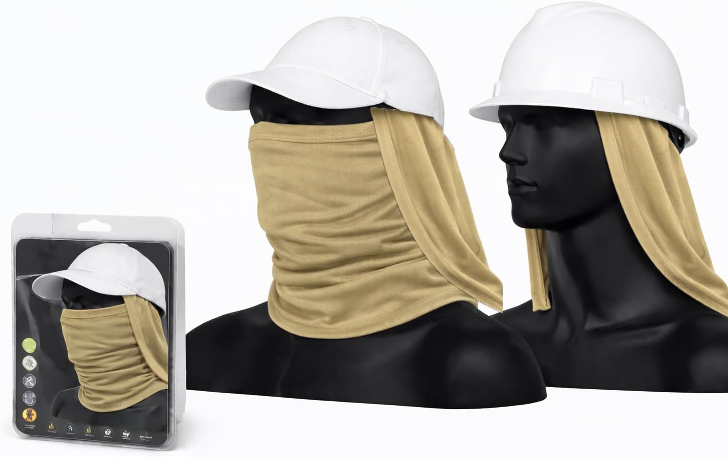 Sun Protection 3-In-1 Shade for Head with Built-In Neck Gaiter & Face Mask | Evaporative Cooling | Sun Guard | Neck Drape