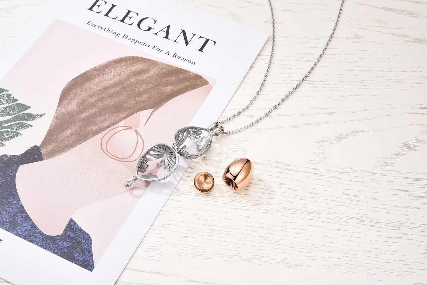 Zysta Cremation Jewelry Urn Necklace for Ashes Teardrop Butterfly Urn Memorial Locket Pendant Necklace Hollow Flower Jar Keepsake Cremation Jewelry for Women - Image 5