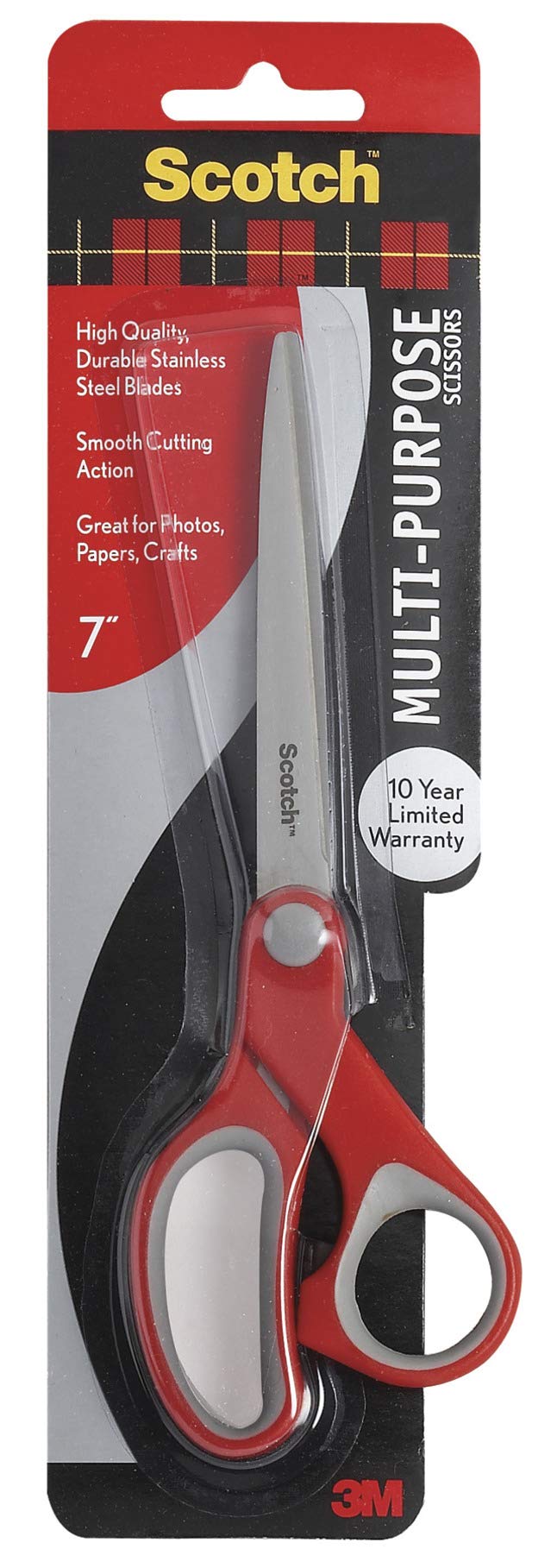 Scotch Multiporpose Scissors 1427. Stainless steel blade, 7 in (18cm), great cutting performance, Soft comfort grip handles for ease use. 1 scissor/pack