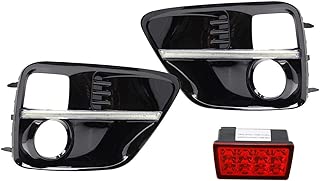 iJDMTOY JDM S4 LED DRL Fog Light Bezels Plus Red Lens F1 Style LED Rear Foglight Combo Kit For 2015-2017 Subaru WRX or WRX STI - coolthings.us