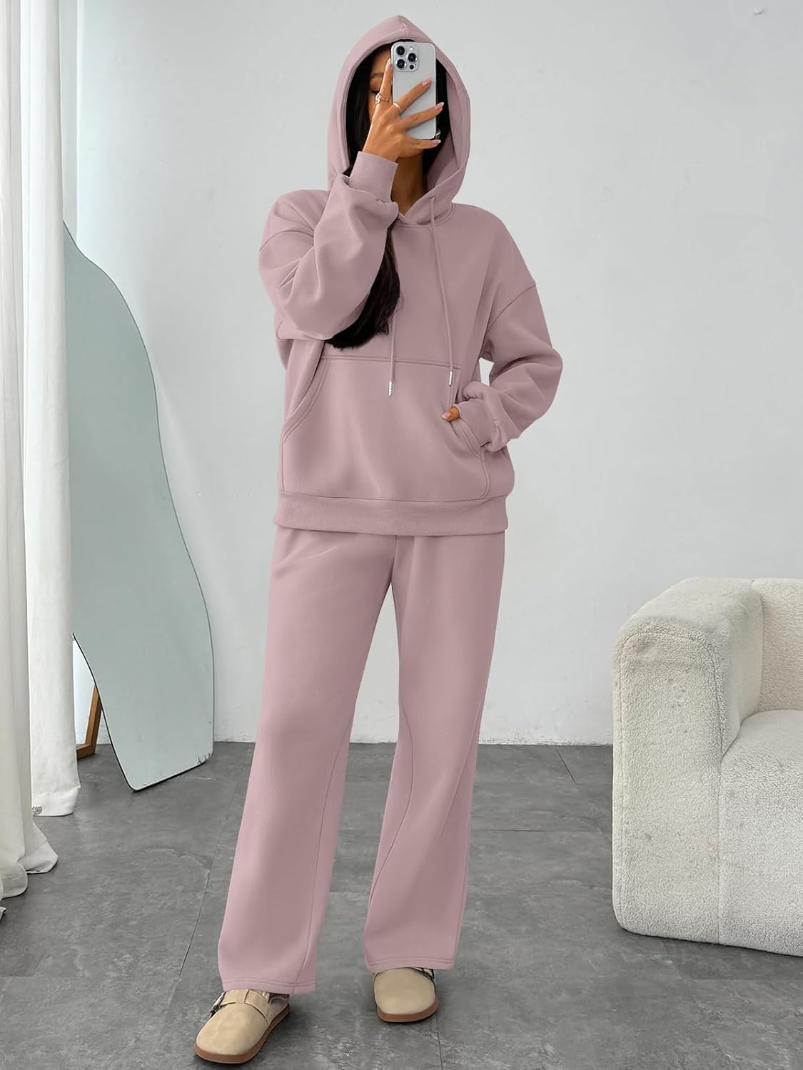 Trendy Queen Womens 2 Piece Outfits Lounge Fall Fashion Sets Oversized Sweatshirts Wide Leg Pants Sweatsuits Winter Clothes - Image 6