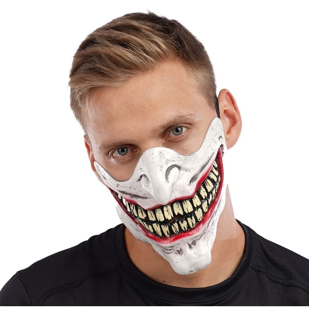 Stylex Halloween Latex Half Mask Fancy dress Cosplay Clown Skull Costume Accessories (Creepy Smile)